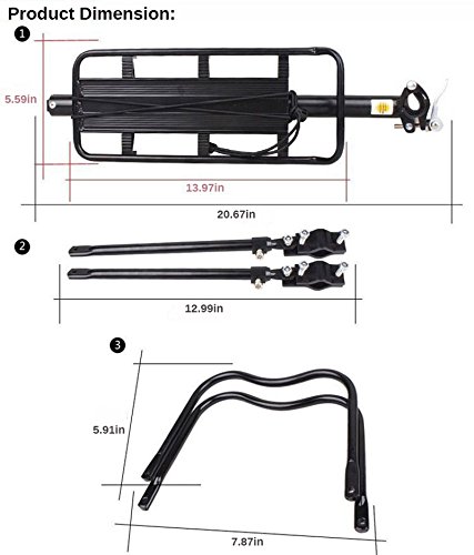 ThreeH BK43 portapacchi bici in alluminio con riflettore