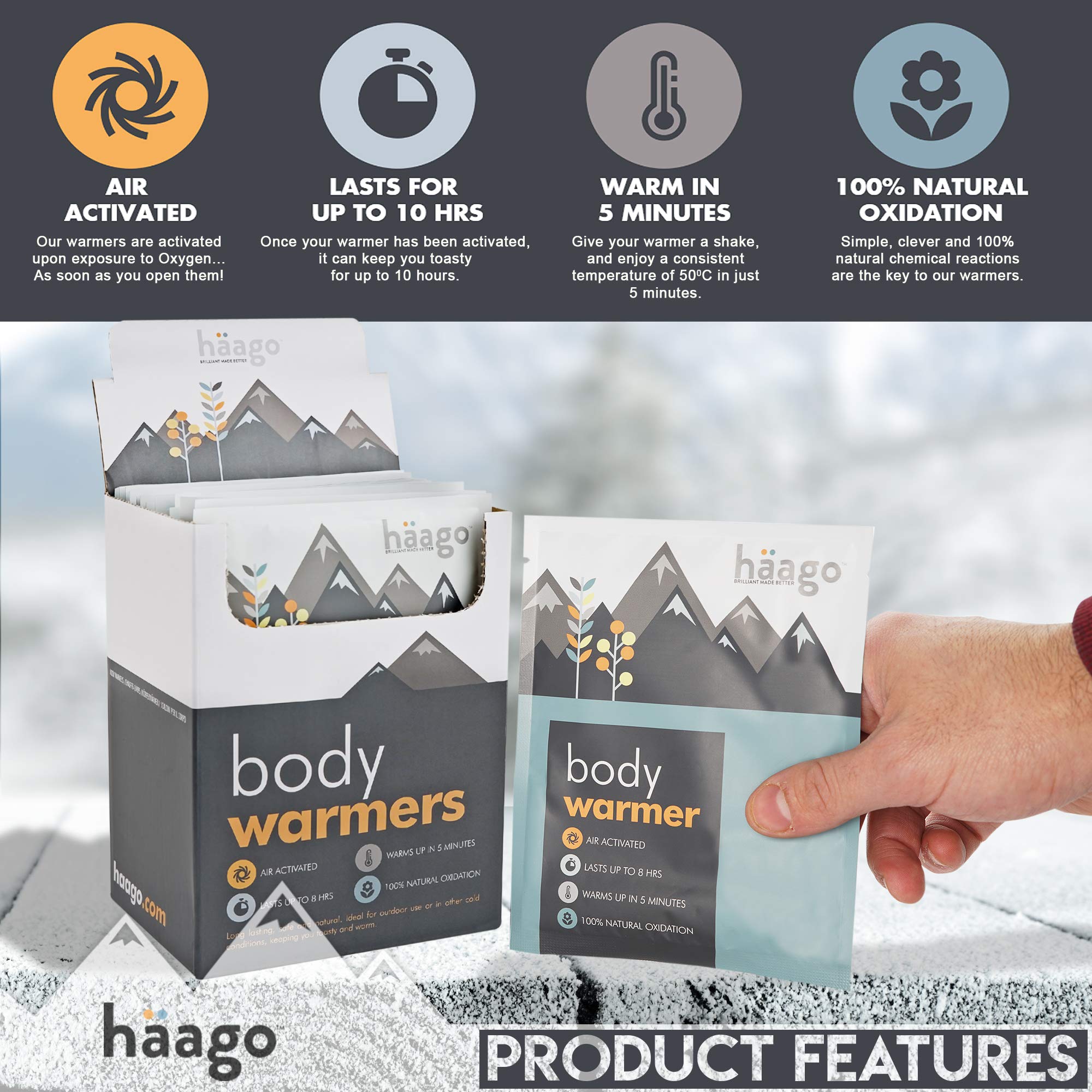 haago Body Warmers scaldamani corpo 10 ore 20 pezzi