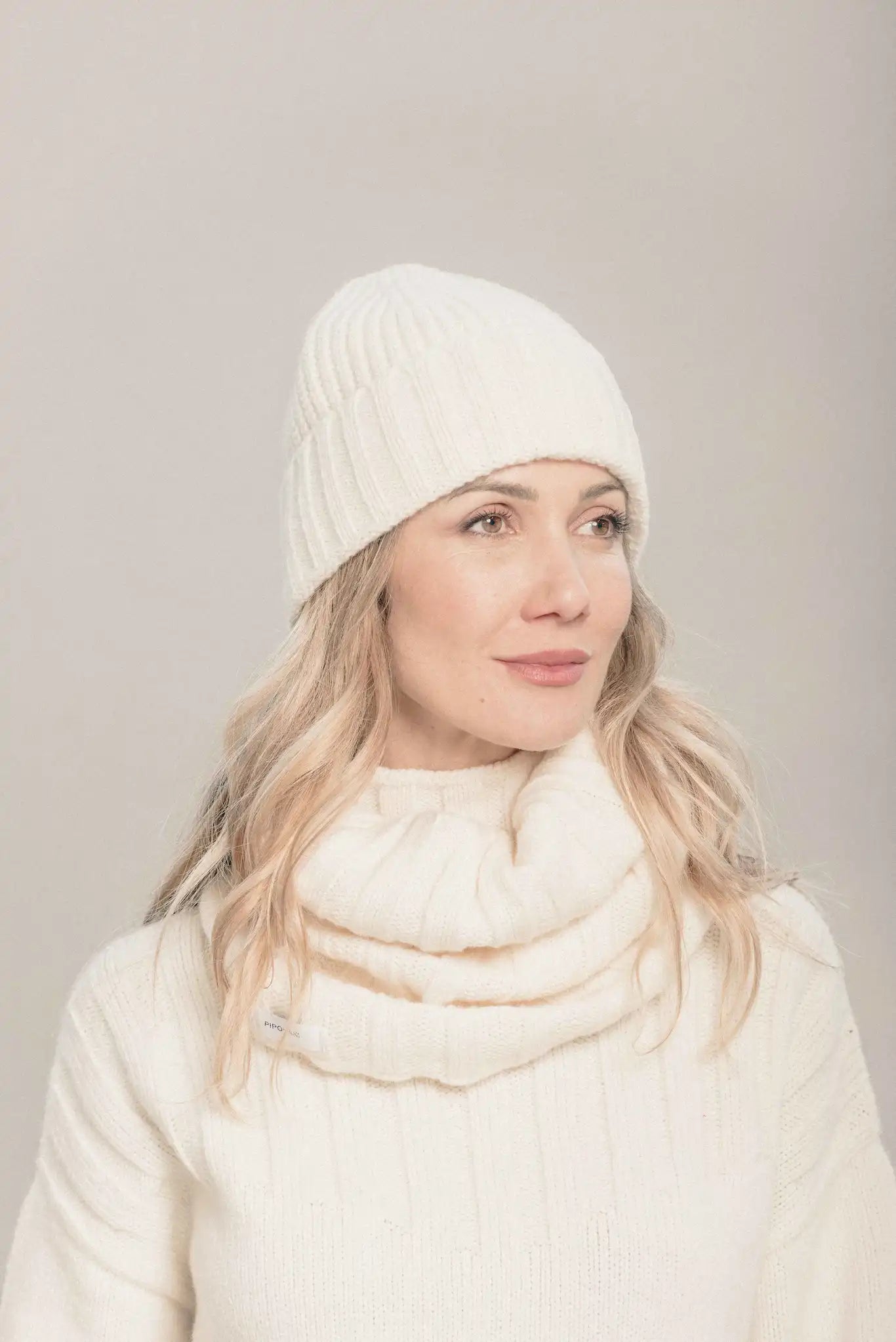 Pipolaki Serac snood scaldacollo lana ecrù 100% lana