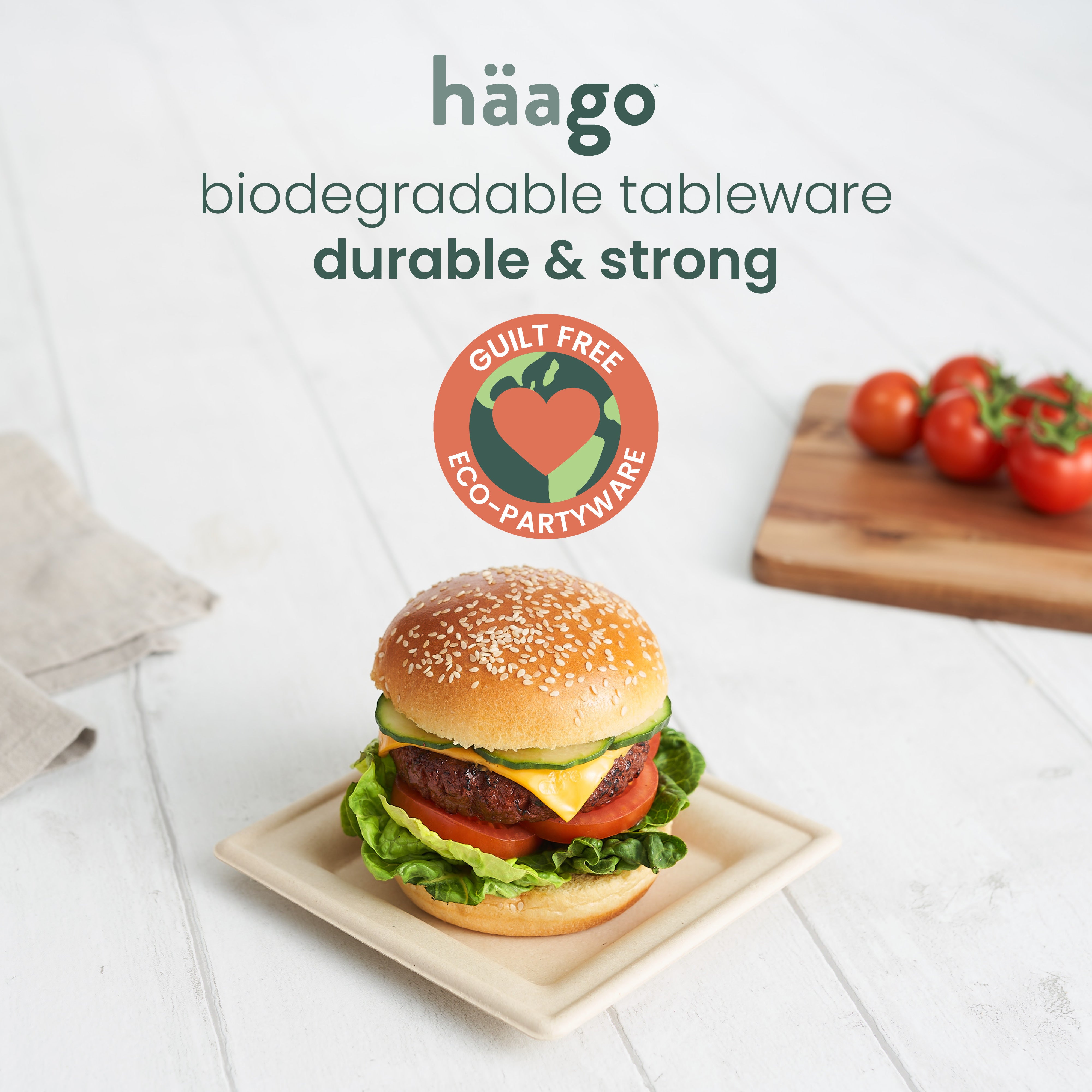 haago Sugarcane Plates piatti quadrati 15 cm 90 pezzi bio