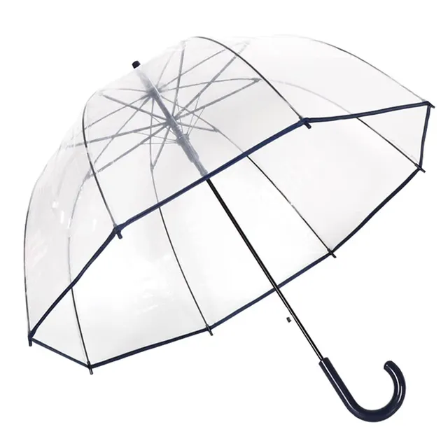 ThreeH ombrello trasparente automatico cupola nero 8 stecche