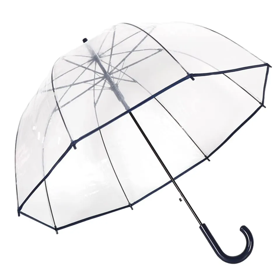 ThreeH ombrello trasparente automatico cupola nero 8 stecche