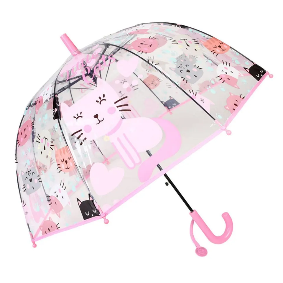 ThreeH Ombrello Bambini Rosa Trasparente Automatico 70 cm