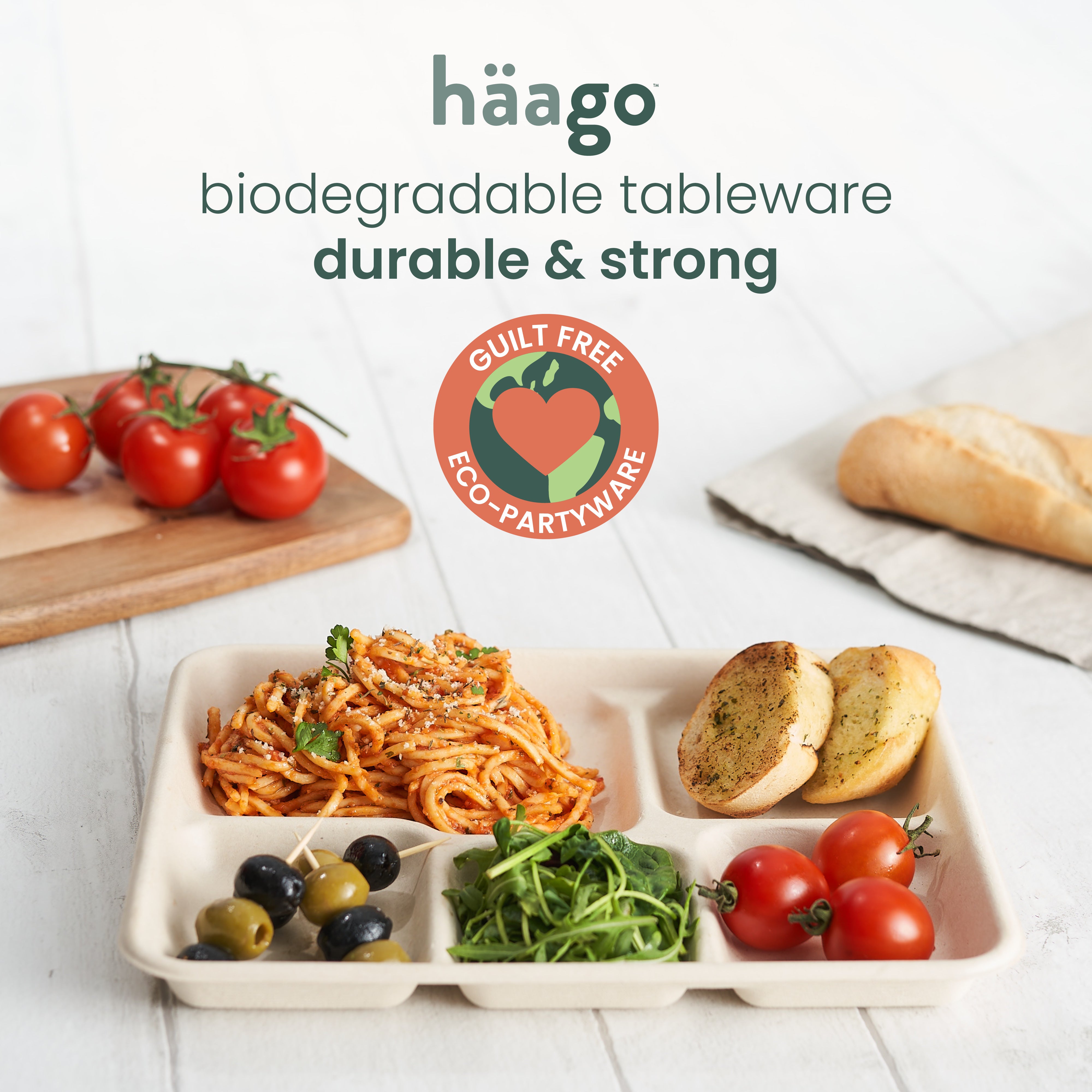 haago Sugarcane vassoi scompartiti 26cm 100 pezzi