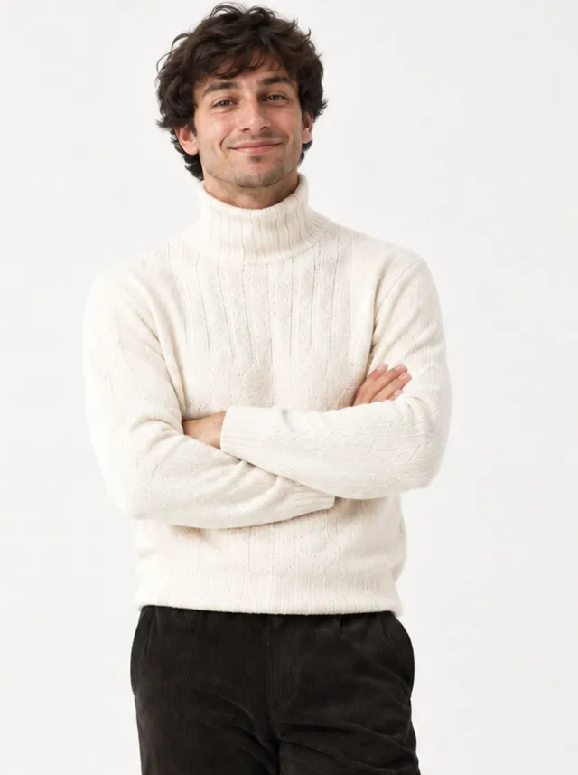 Pipolaki Serac maglione lana uomo ecru taglia M