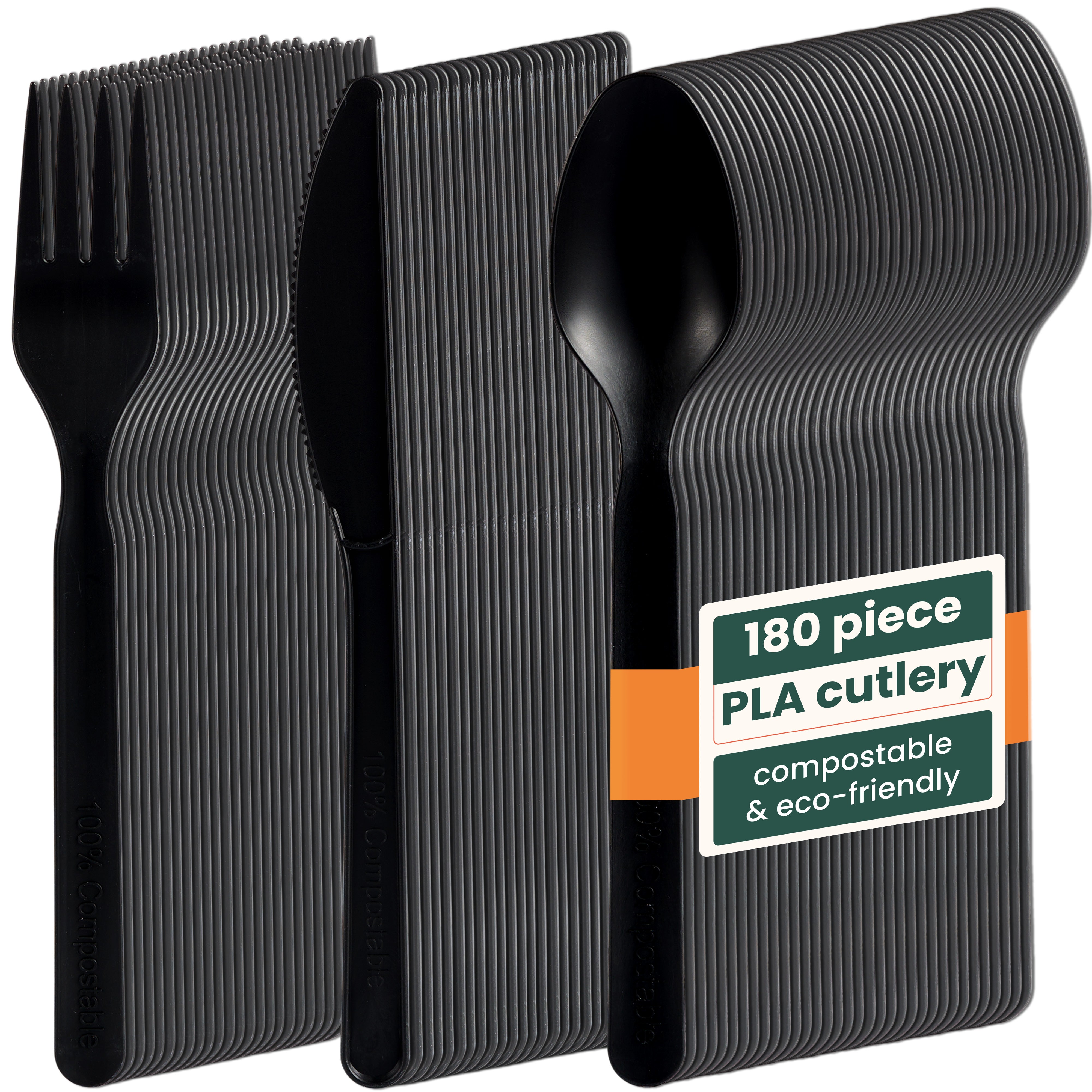 Haago PLA Cutlery Set posate nere 180 pezzi compostabili