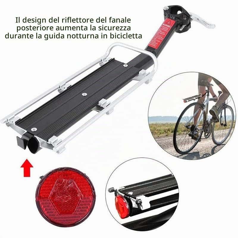 ThreeH Portapacchi bici posteriore alluminio 9 kg sgancio rapido