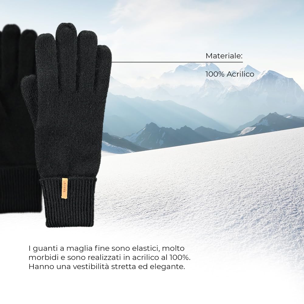Barts Fine Maglia Guanti Unisex Nero Taglia M