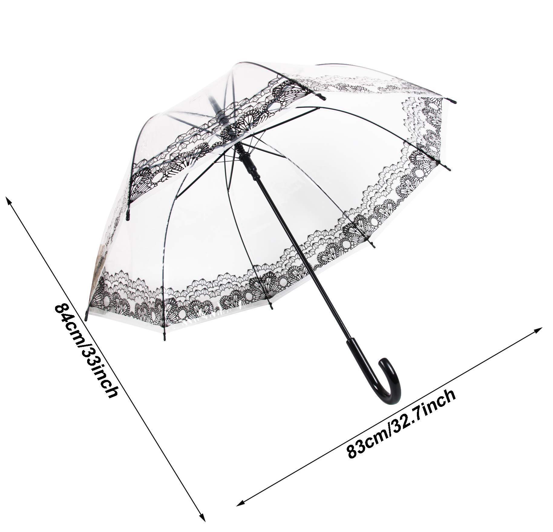 ThreeH KS25C Ombrello Trasparente Cupola Donna Automatico