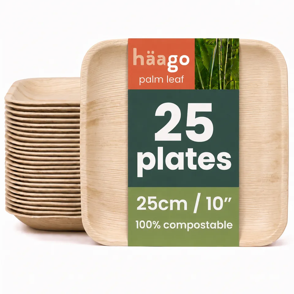 haago Palm piatti quadrati foglia palma 25cm 25 pezzi
