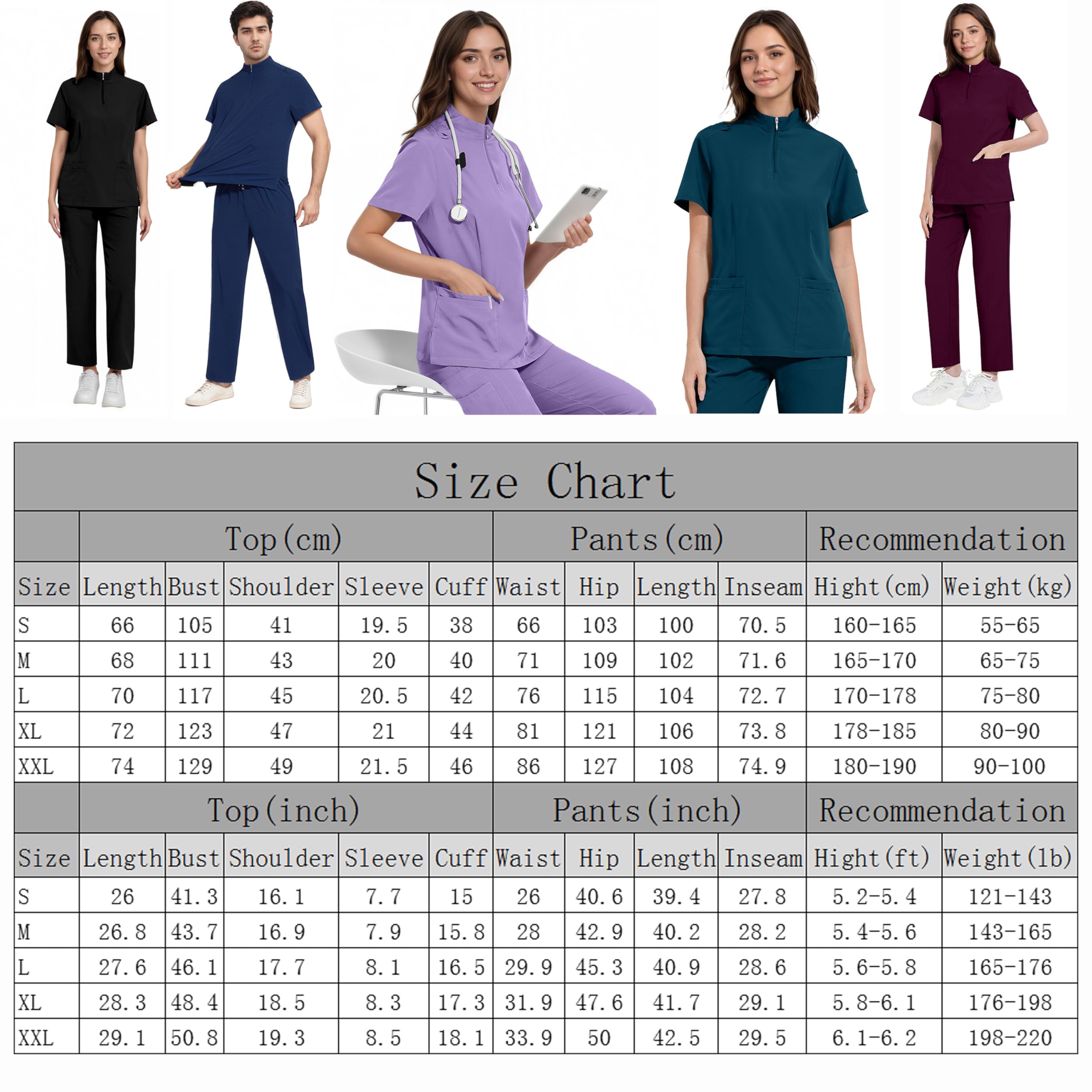 ThreeH divisa medica camice+pantaloni taglia M blu scuro