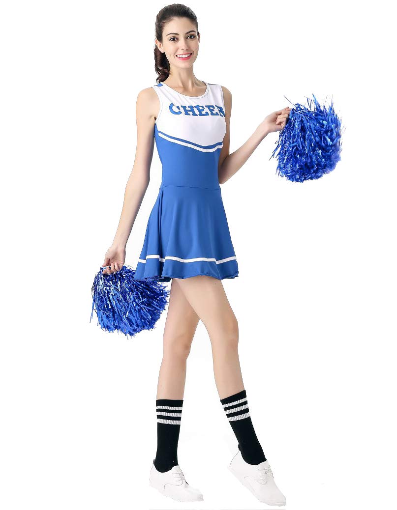 ThreeH Costume Cheerleader Blu Taglia Media con Scritta