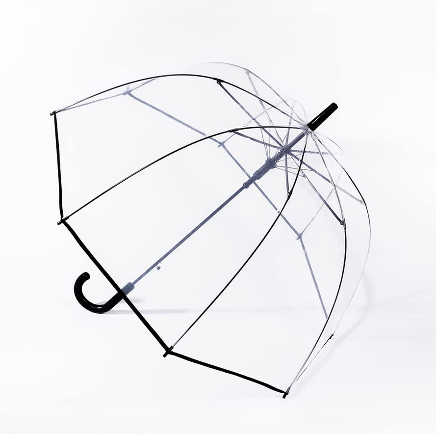 ThreeH ombrello trasparente automatico cupola nero 8 stecche
