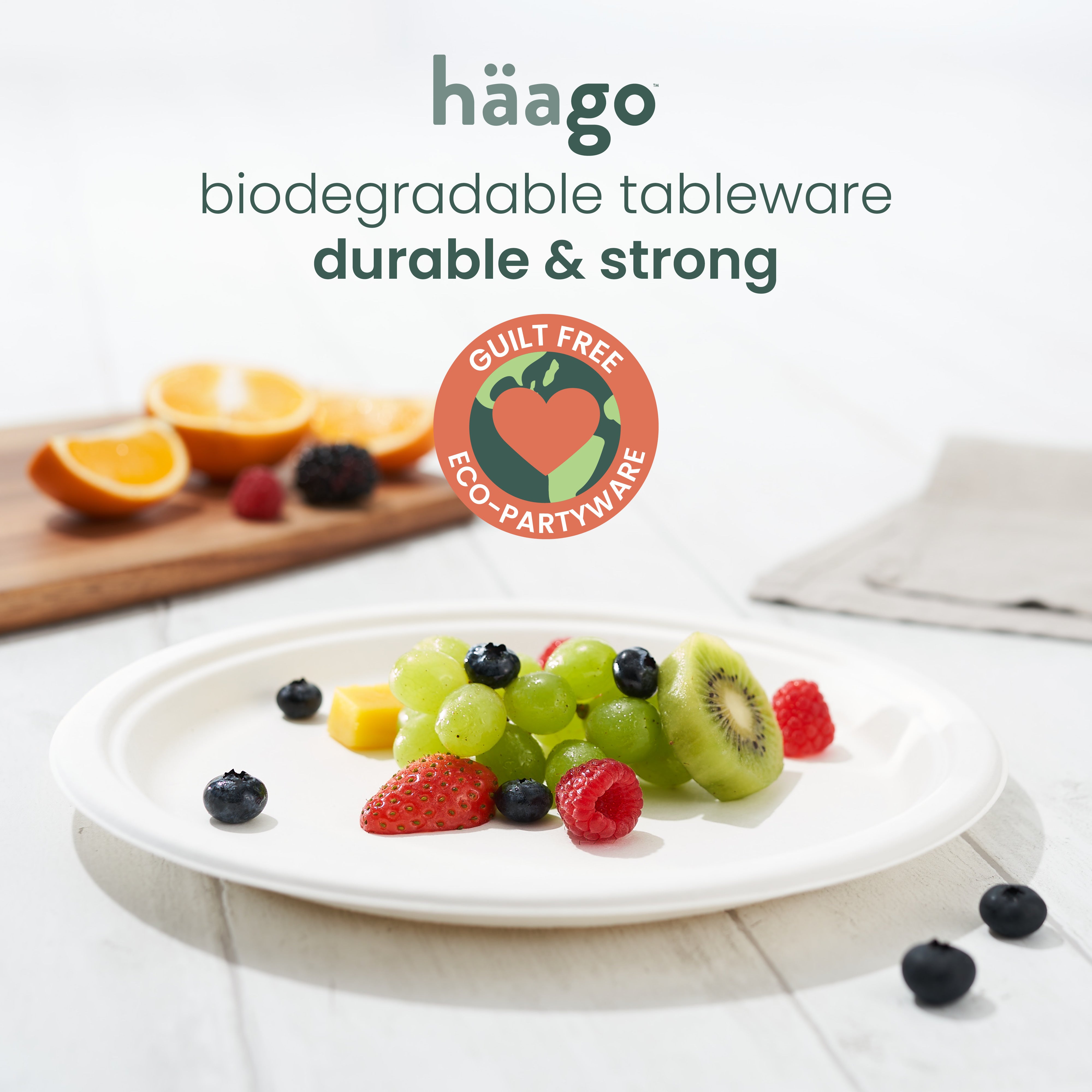 Haago Sugarcane Plates piatti bianchi 26cm 100 pezzi rotondi