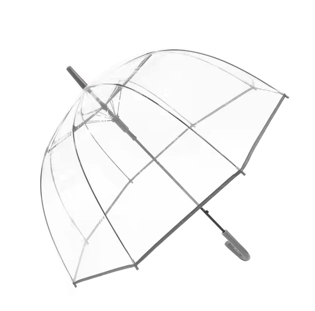 ThreeH ombrello trasparente automatico cupola nero 8 stecche