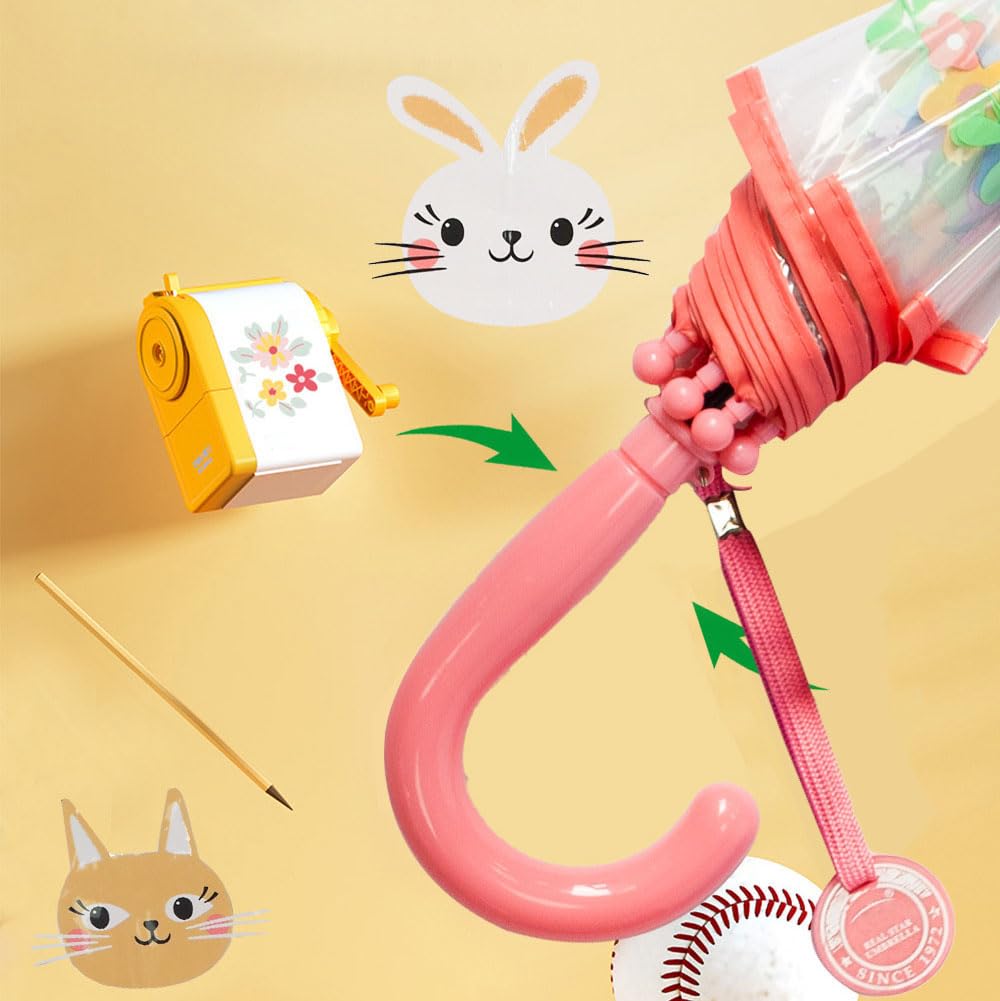 ThreeH ombrello bambini cupola trasparente rosa 70 cm