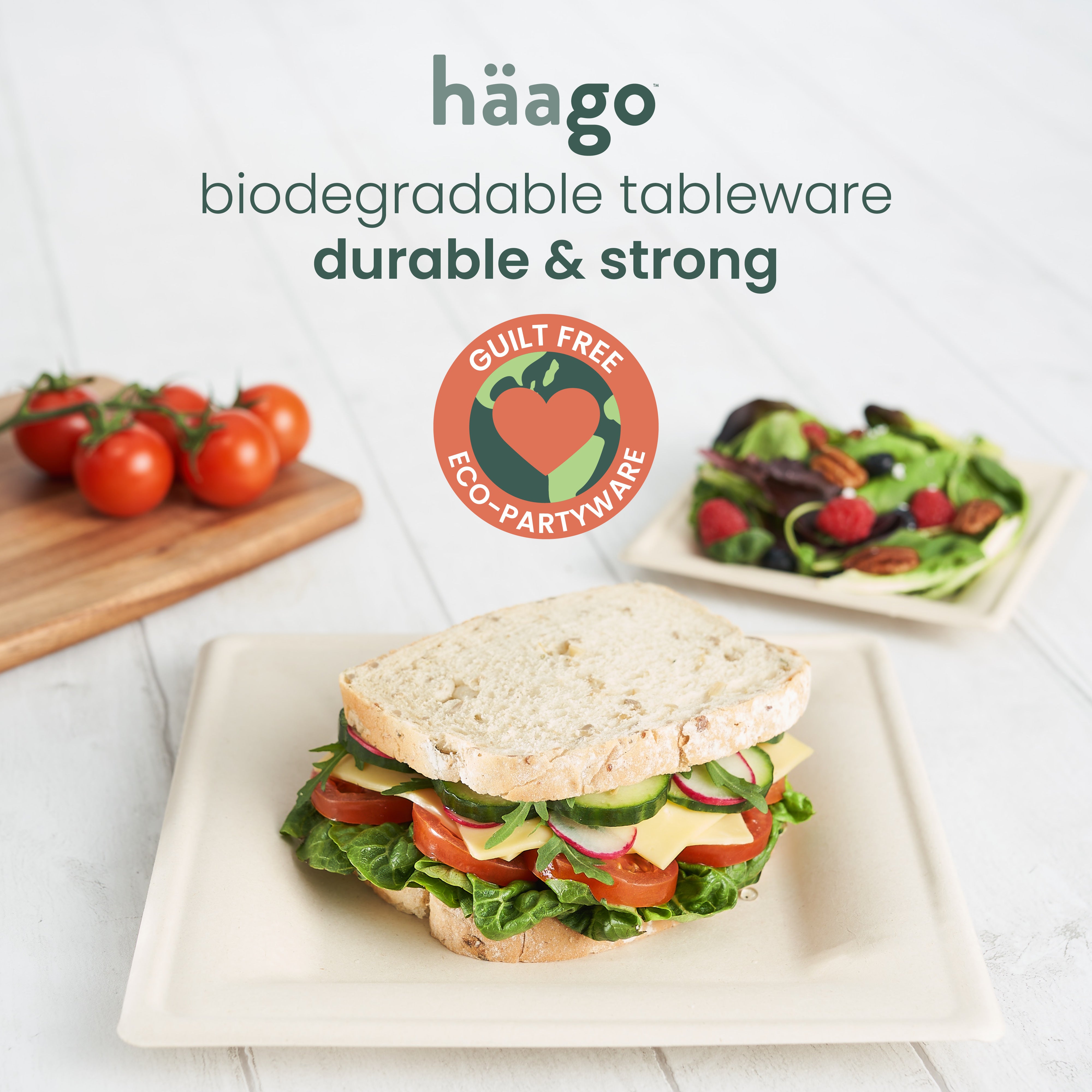 haago Sugarcane Plates piatti quadrati 26+16cm 90 pezzi bianchi