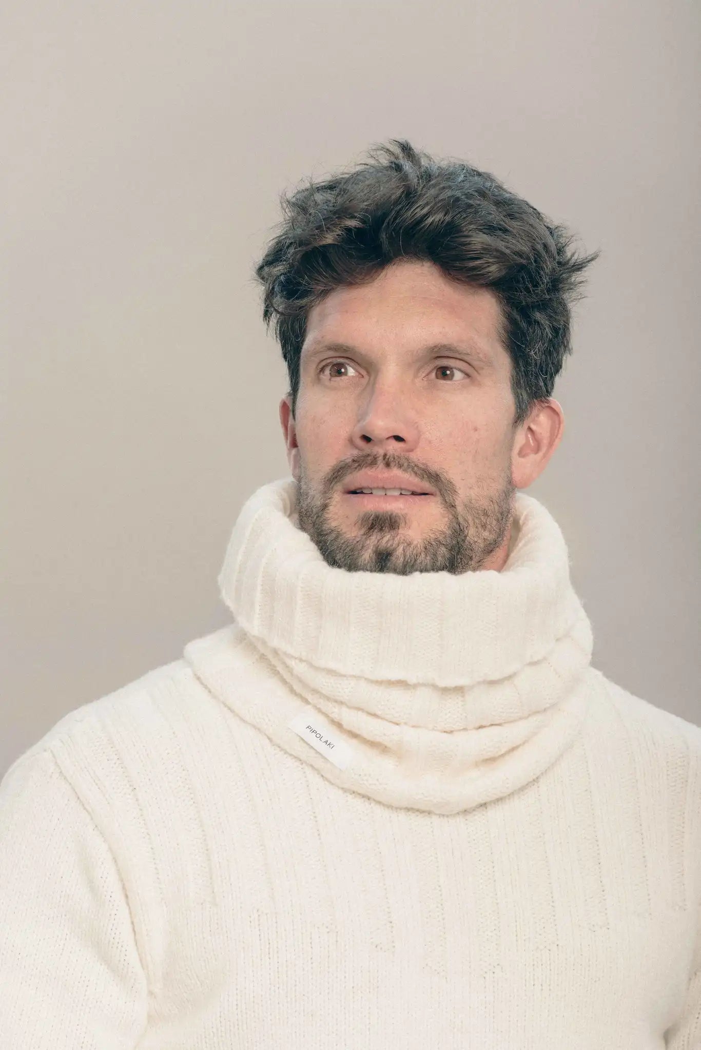 Pipolaki Serac snood scaldacollo lana ecrù 100% lana