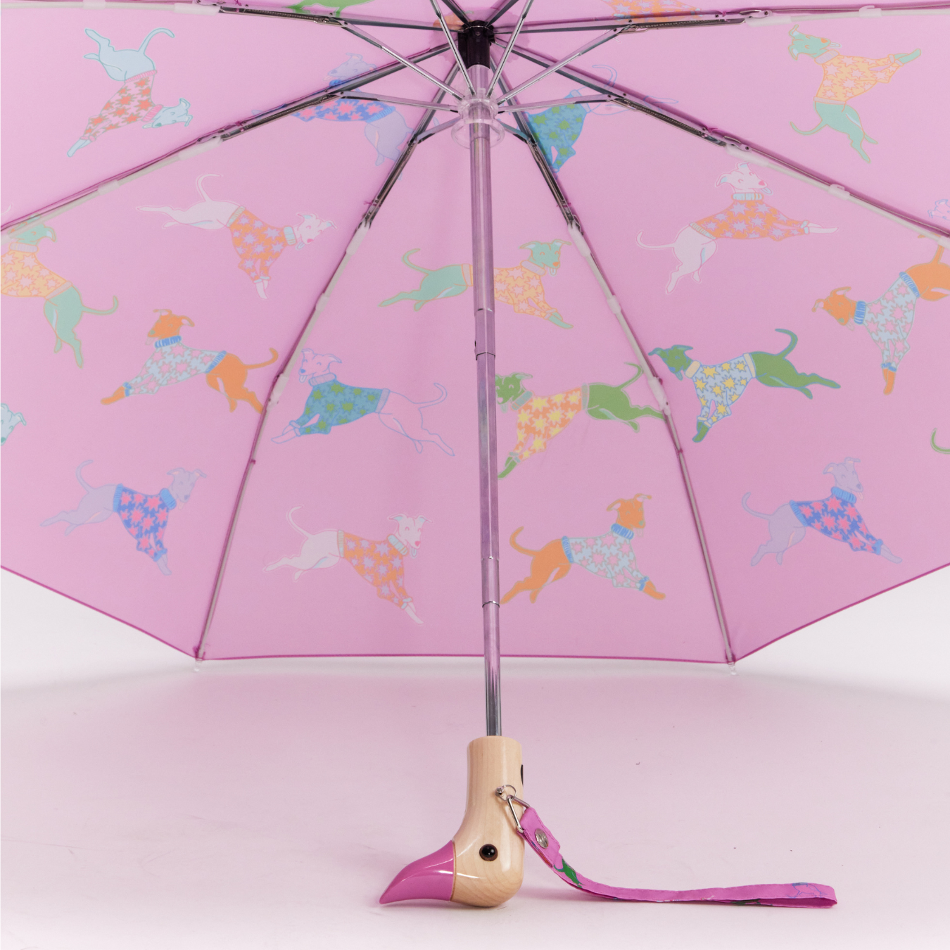 Original Duckhead Ombrello Compatto Dogs in Pink Rosa Cani