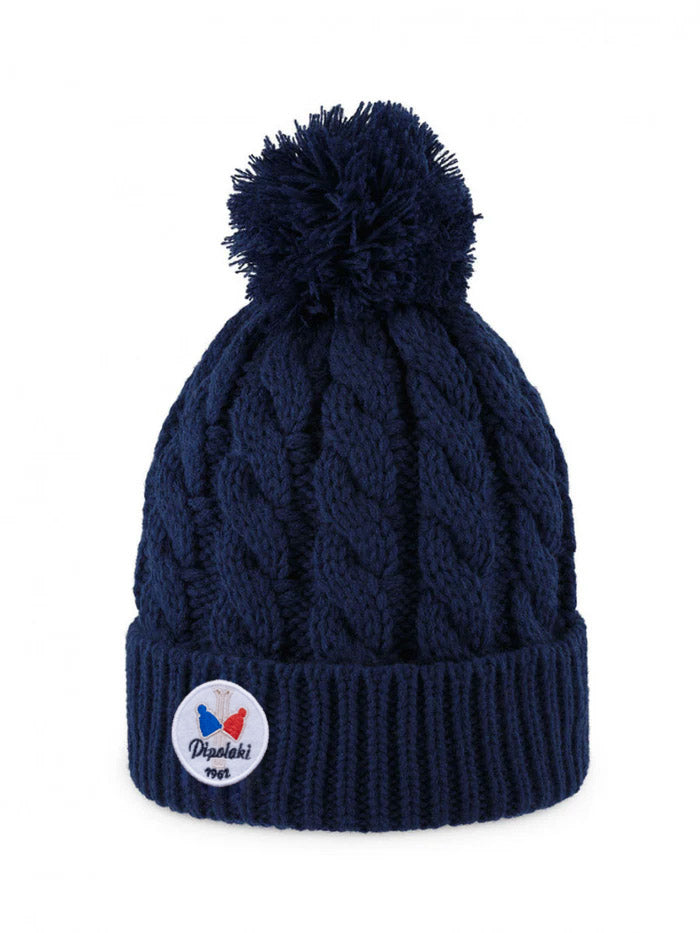 Pipolaki Gstaad Berretto Pompon Nero Treccia Pile