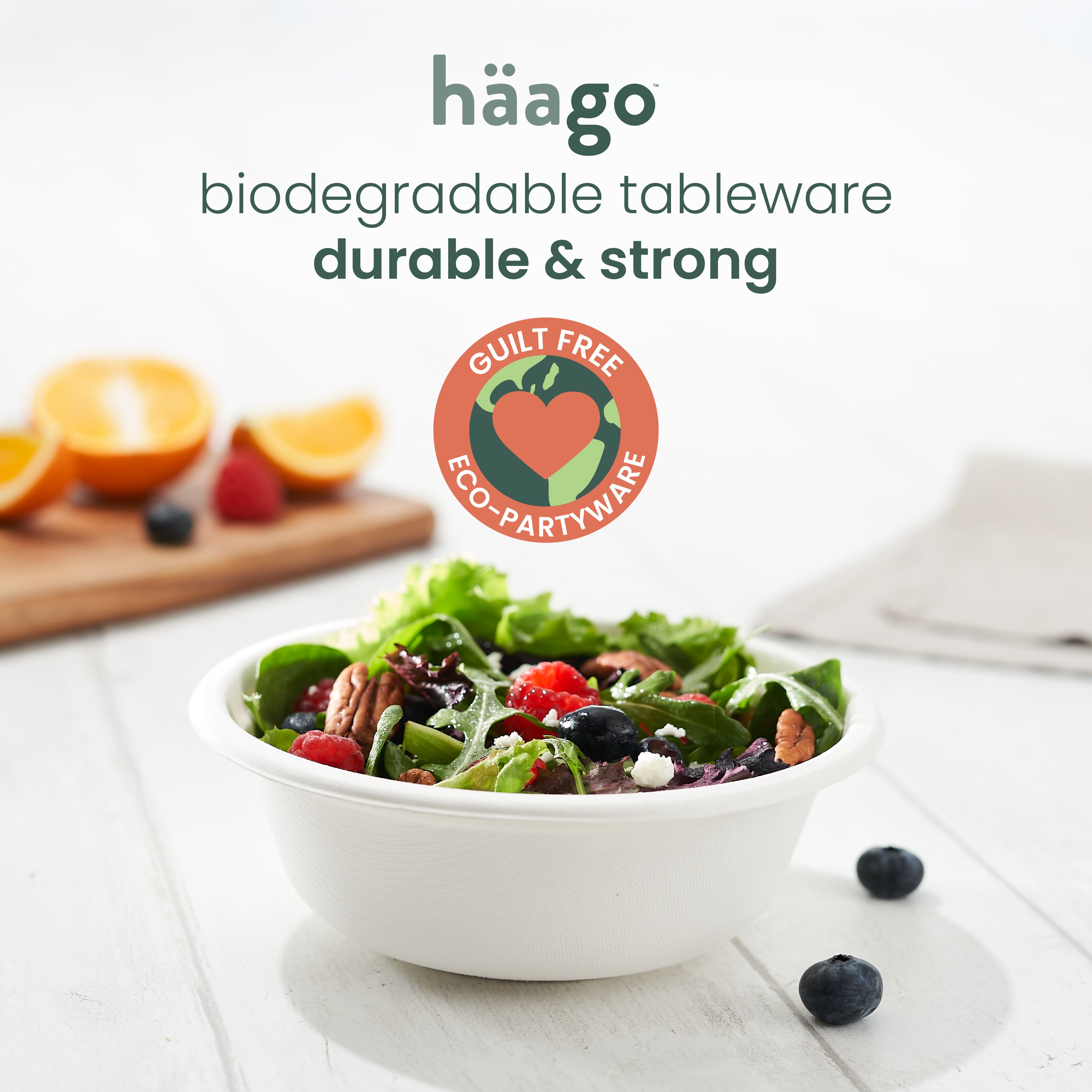 haago Sugarcane Trays & Boxes ciotole rotonde 16cm 500ml bianche