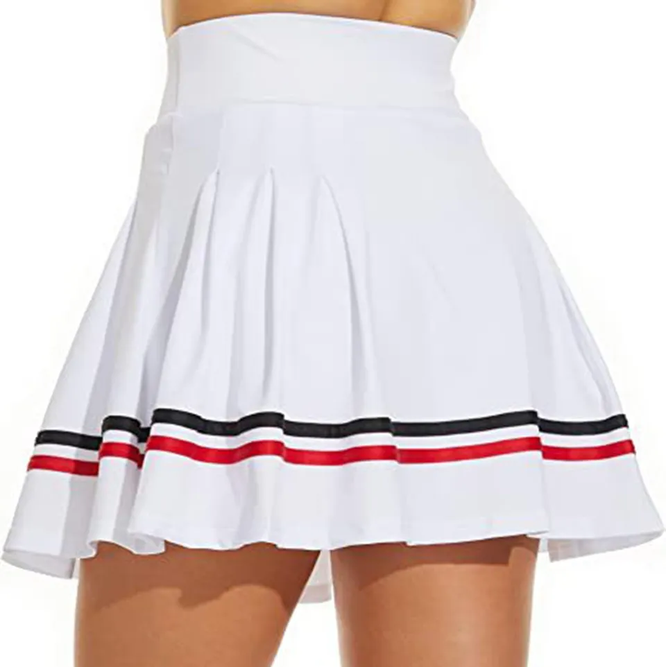 ThreeH Gonna Tennis Plissettata XL Bianca con Tasche