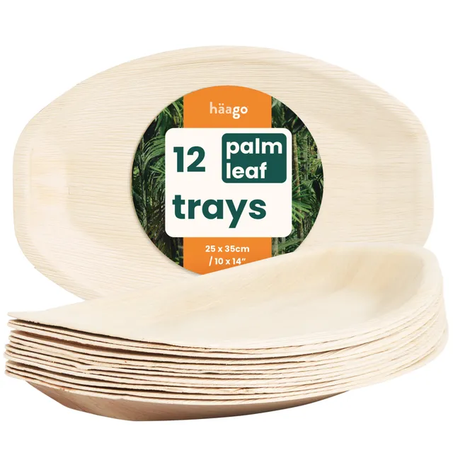 haago Palm Leaf Trays Vassoi 25x35cm 12 pezzi grandi