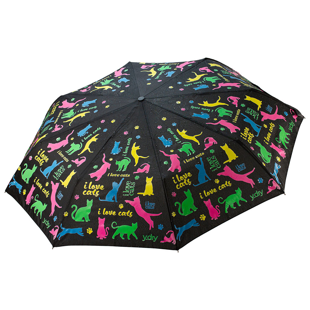 Y-DRY I Love Cats ombrello corto gatti unisex antipioggia