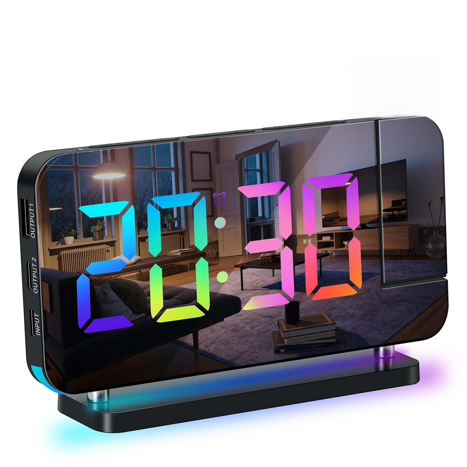 ThreeH Sveglia Digitale Proiezione LED Nero USB