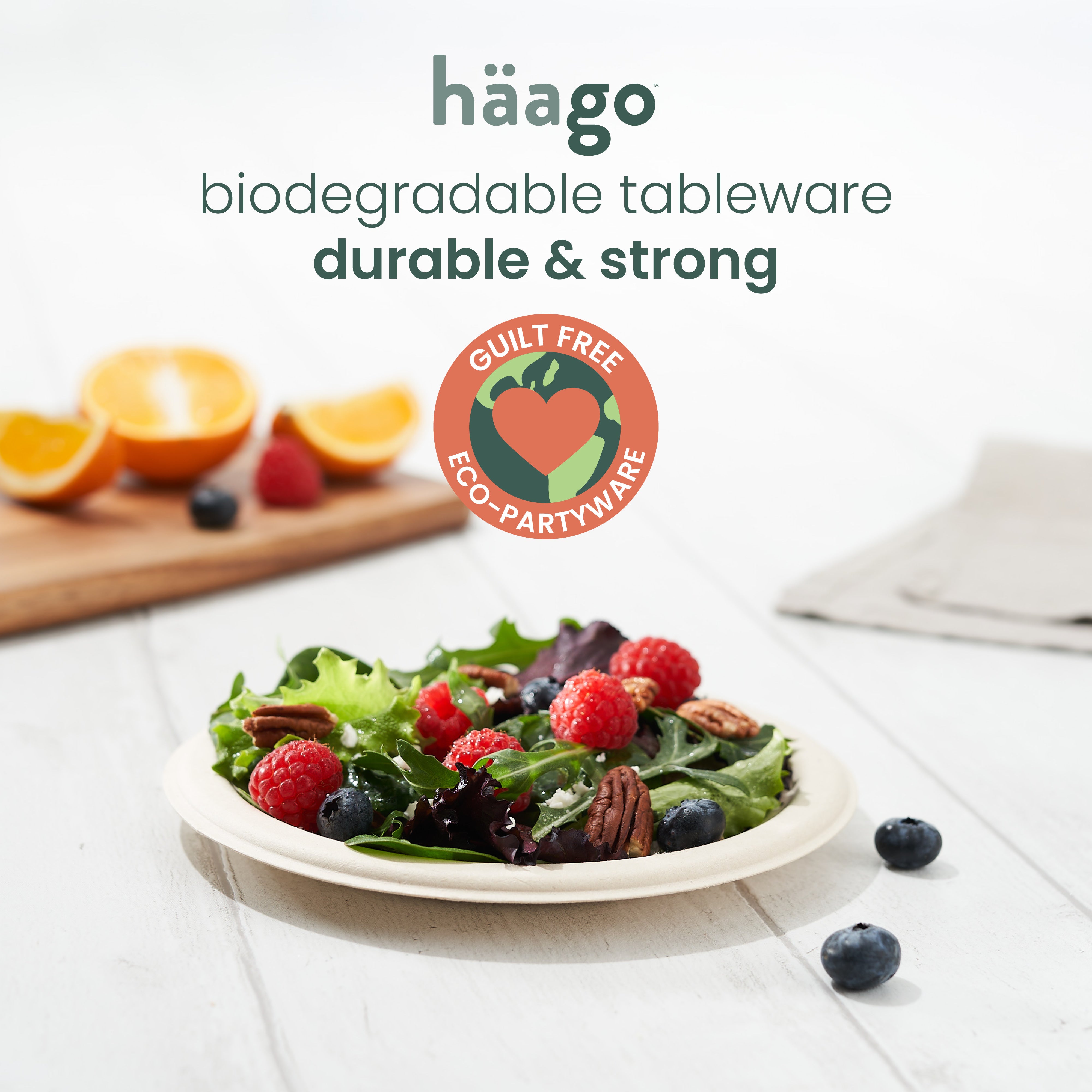 haago Sugarcane Plates Piatti 18cm 100 pezzi rotondi