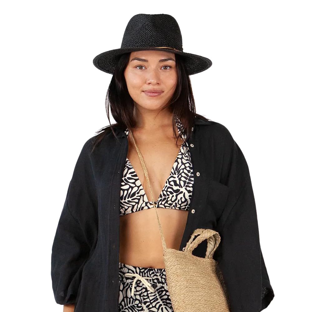 Barts Arday Cappello Paglia Nero a Falda Larga