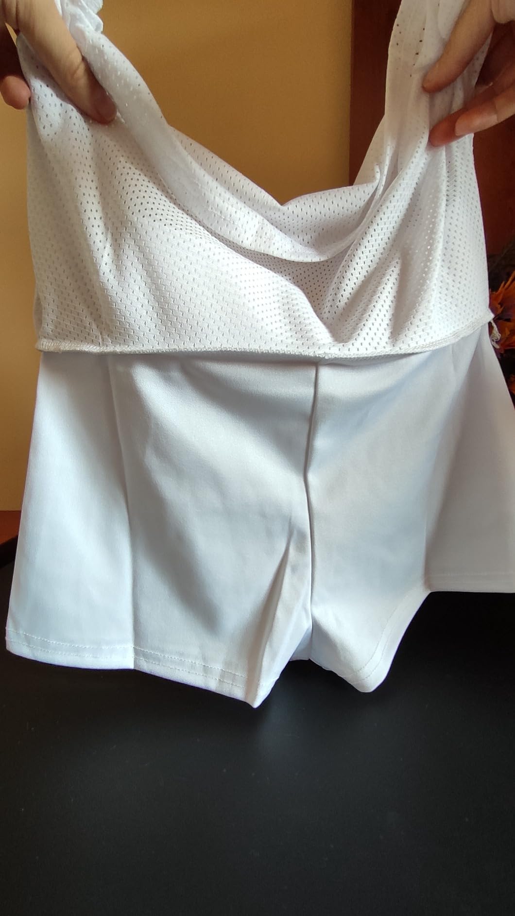 ThreeH Gonna Tennis Donna Pieghettata con Short Traspirante