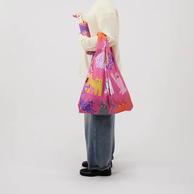 Original Duckhead Reusable Tote Fuchsia Arty Cats shopper gatti