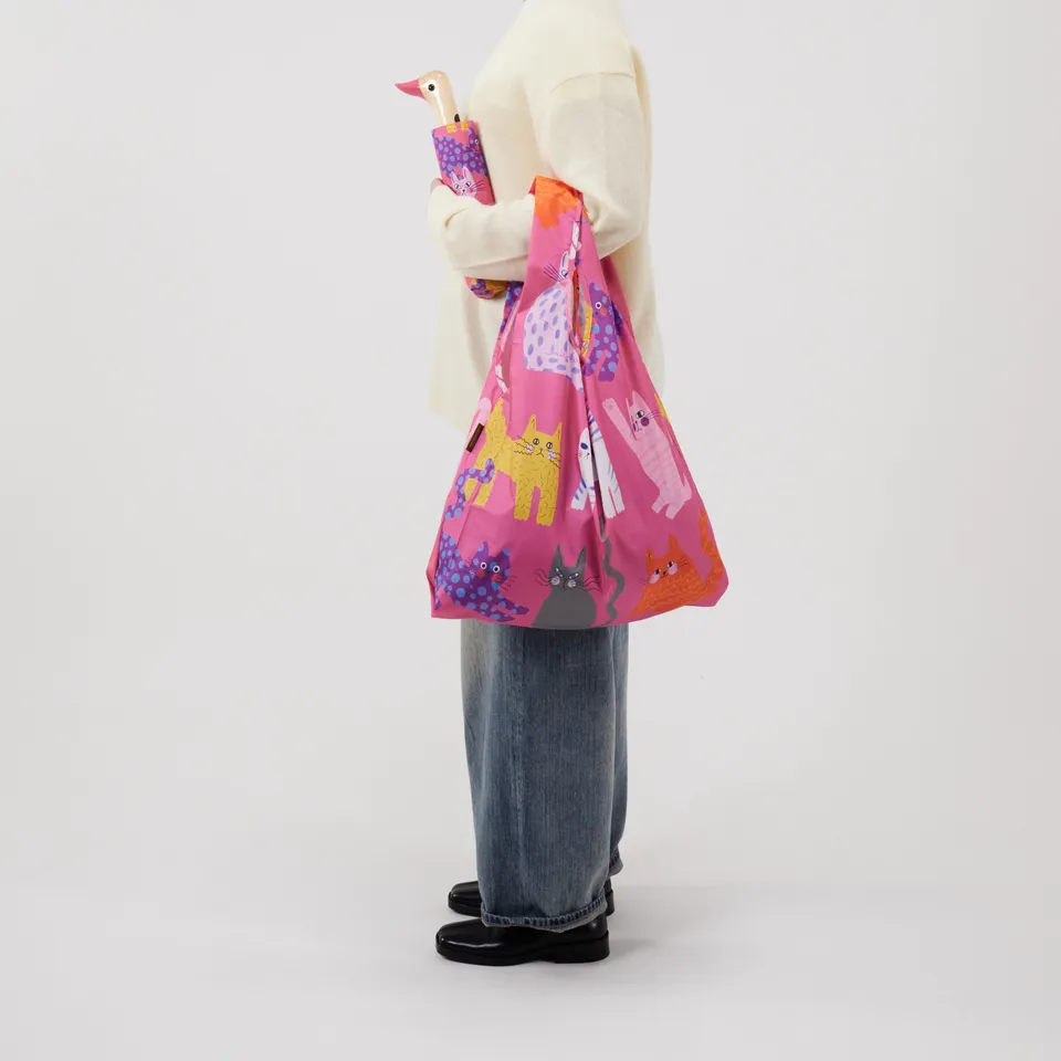 Original Duckhead Reusable Tote Fuchsia Arty Cats shopper gatti