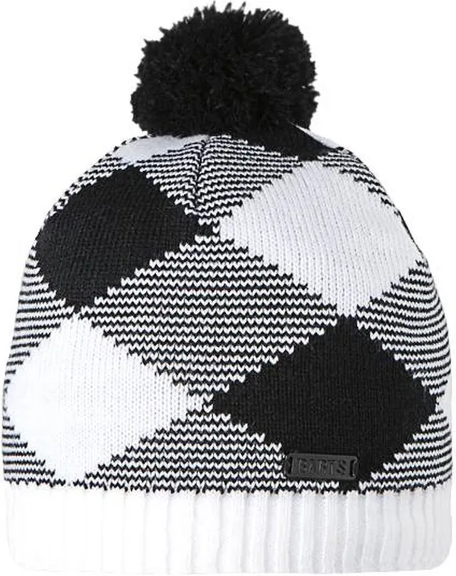 Barts Greg Beanie berretto pompon nero bianco a scacchi