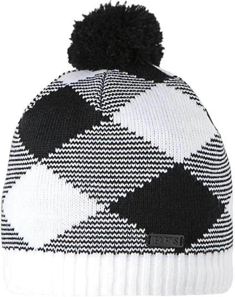 Barts Greg Beanie berretto pompon nero bianco a scacchi