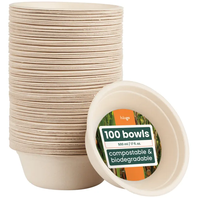 haago Sugarcane Trays & Boxes ciotole rotonde 16 cm 100 pezzi