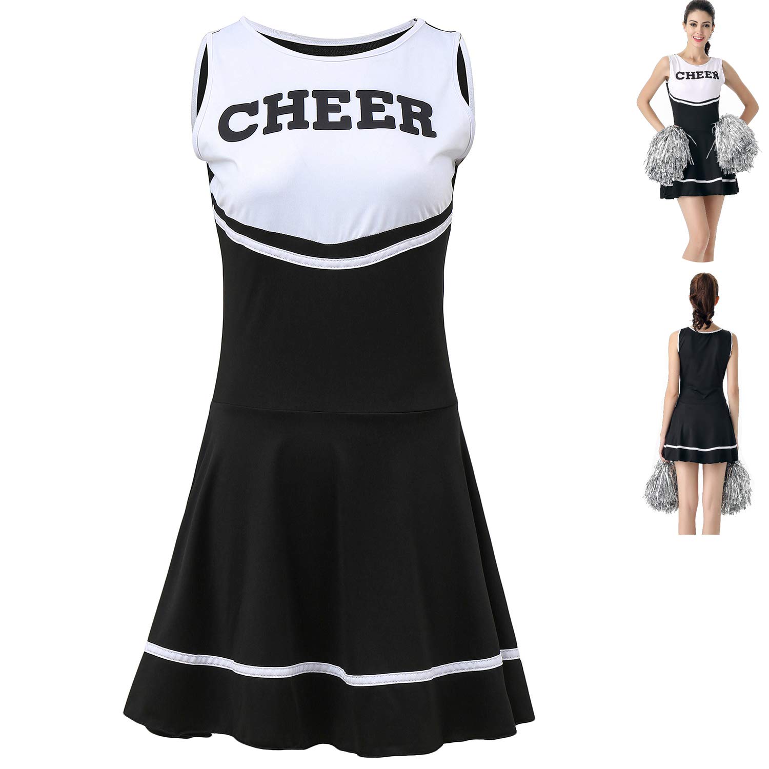 ThreeH Costume Cheerleader Blu Taglia Media con Scritta