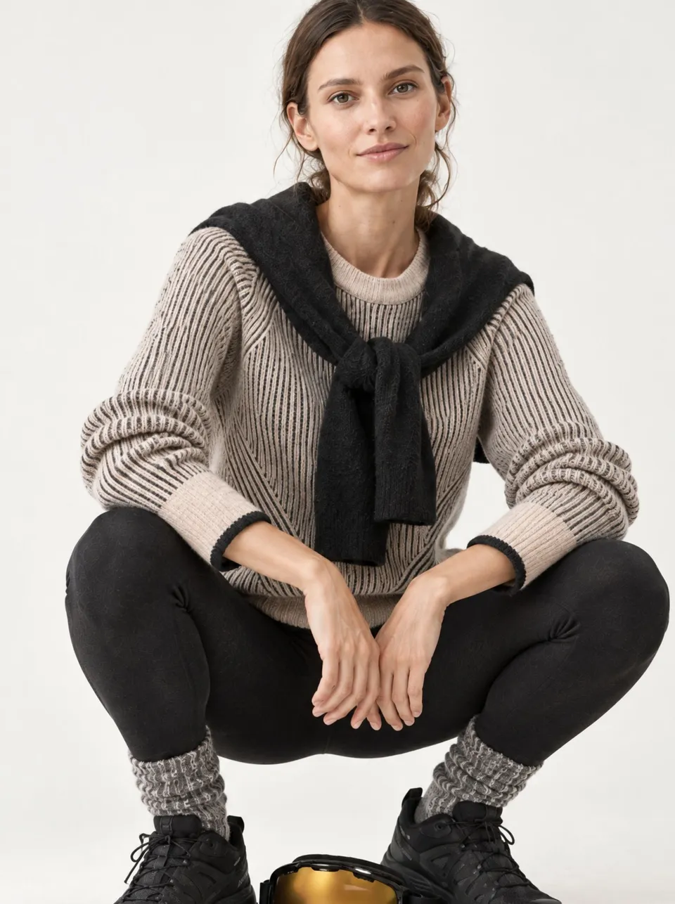 Pipolaki Ubac maglione donna nero/beige in lana