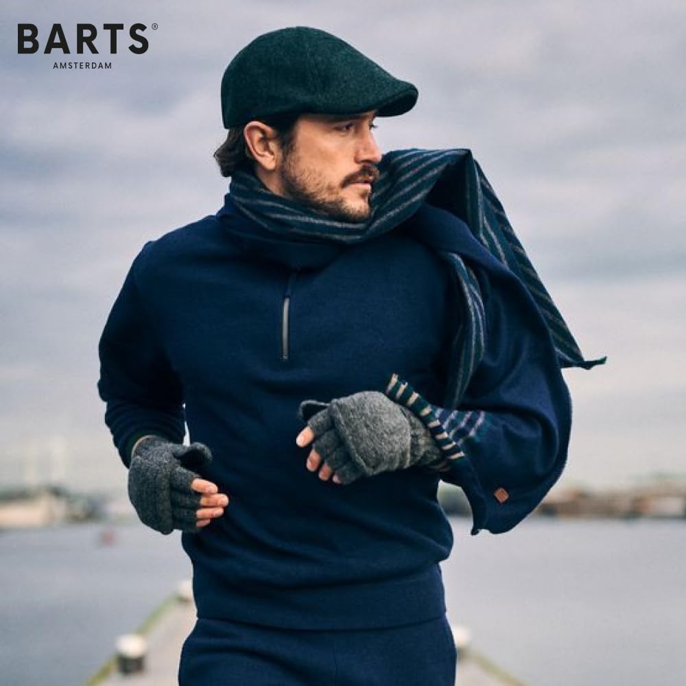 Barts Haakon Guanti Uomo Blu L/XL in Lana con Muffola